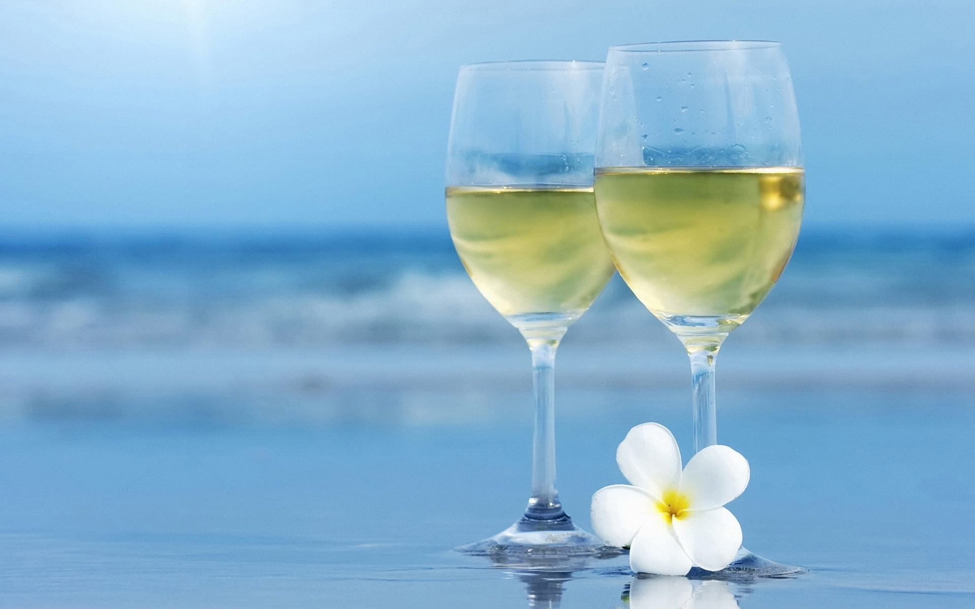 Wine glass on the beach